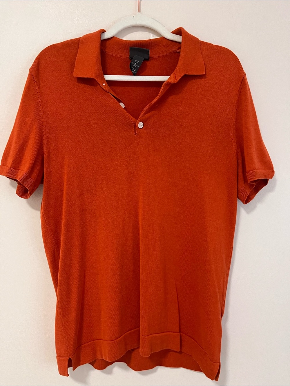 H&M Men's Short-Sleeve Polo in Deep Orange